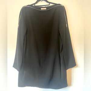 Vintage Céline Phoebe Philo Era L/S Black Wool Crepe Zippered Dress Size 42